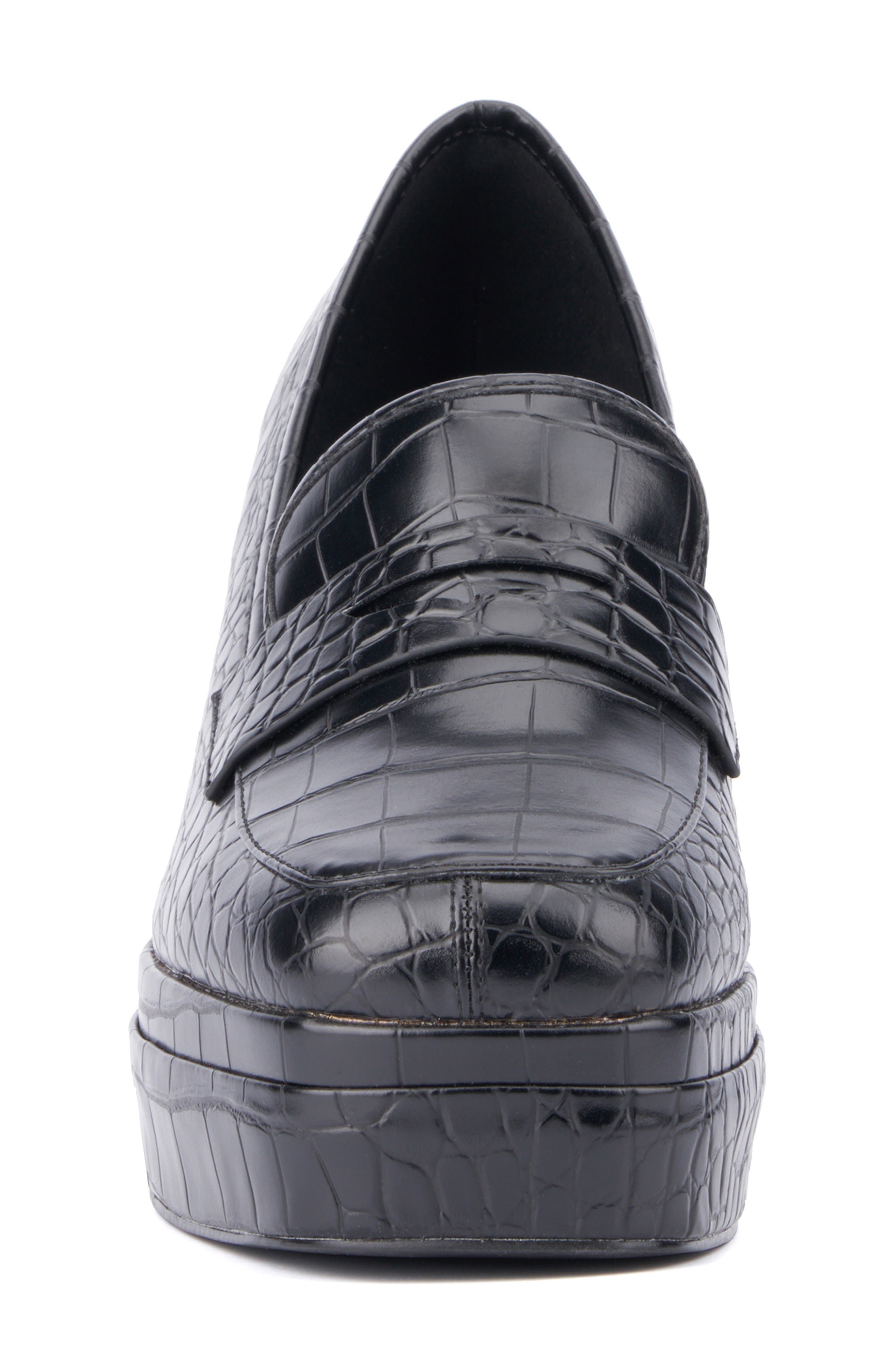 Fashion to Figure Madelyn Croc Embossed Platform Loafer Pump - Wide Width, Alternate, color, 