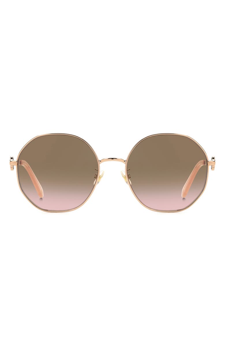 Kate Spade New York 56mm round sunglasses, Main, color, Rose Gold
