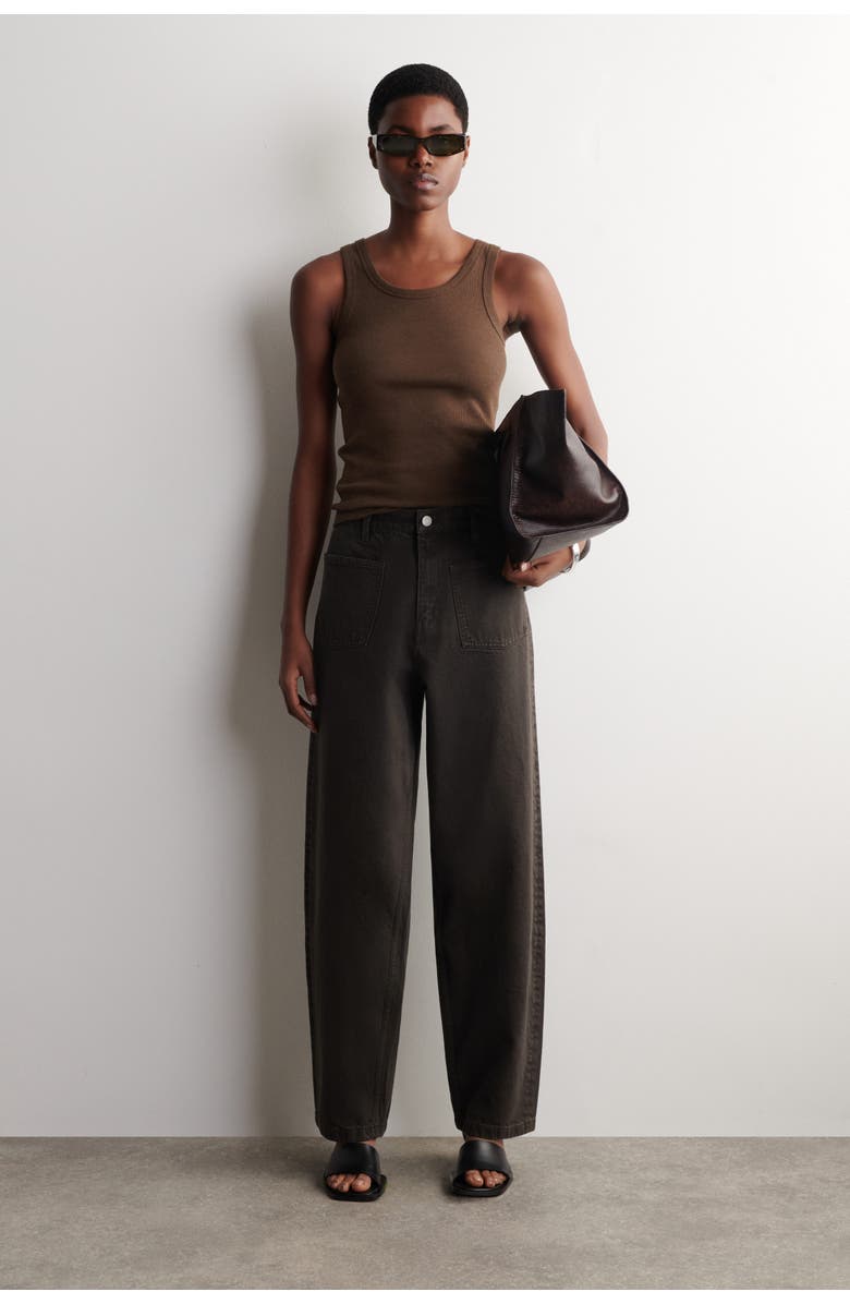 COS Patch-Pocket Straight-Leg Jeans, Main, color, Brown