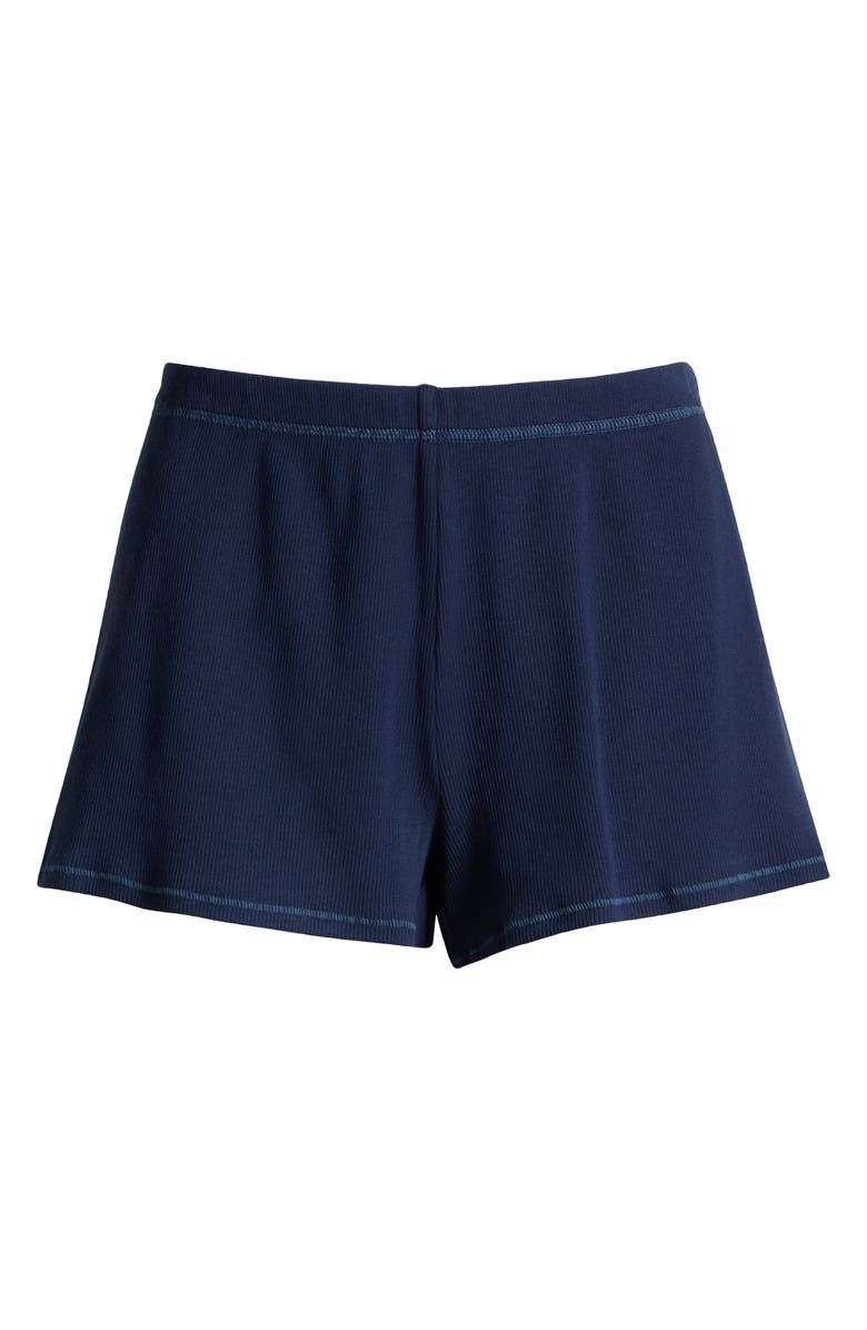 SKIMS Stretch Cotton Rib Loose Shorts, Alternate, color, Navy