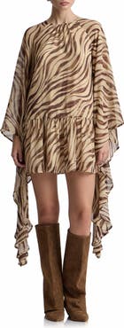 Avec Les Filles Ruffle Long Sleeve Minidress