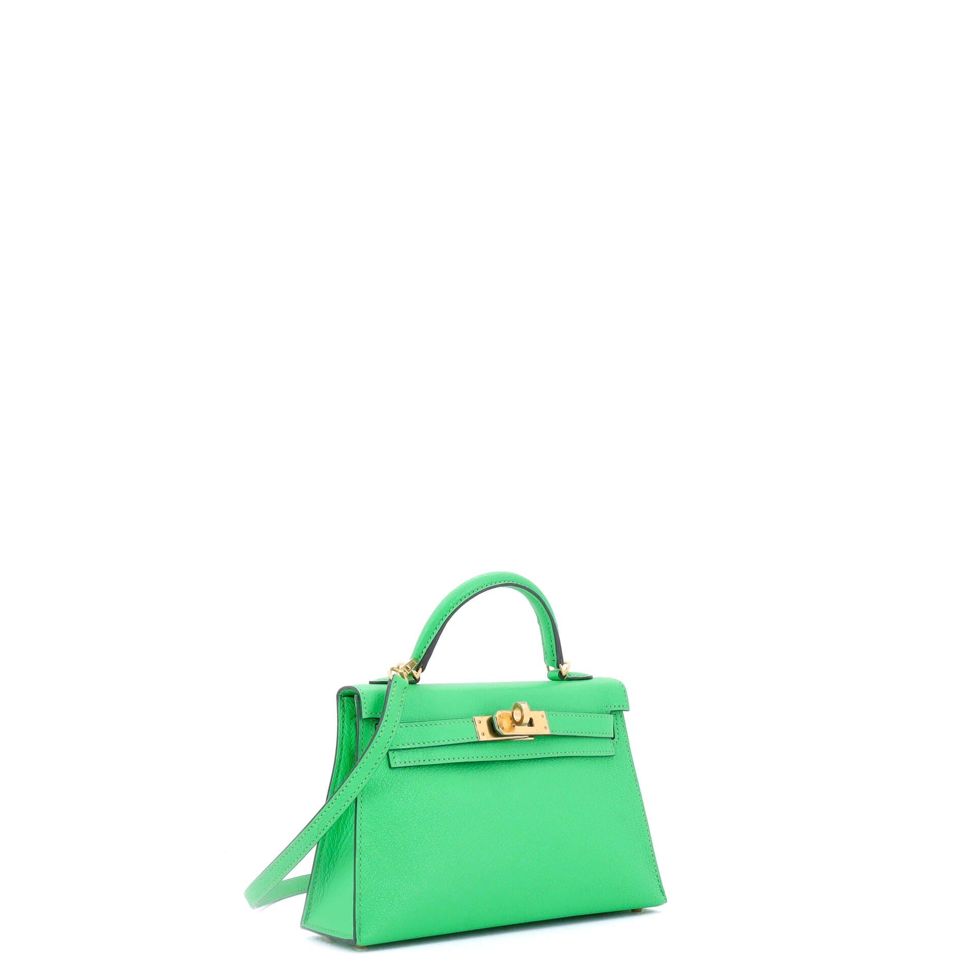 Pre-Owned Hermes Kelly Mini II Bag Green Chevre Mysore with Gold Hardware 20, Alternate, color, 