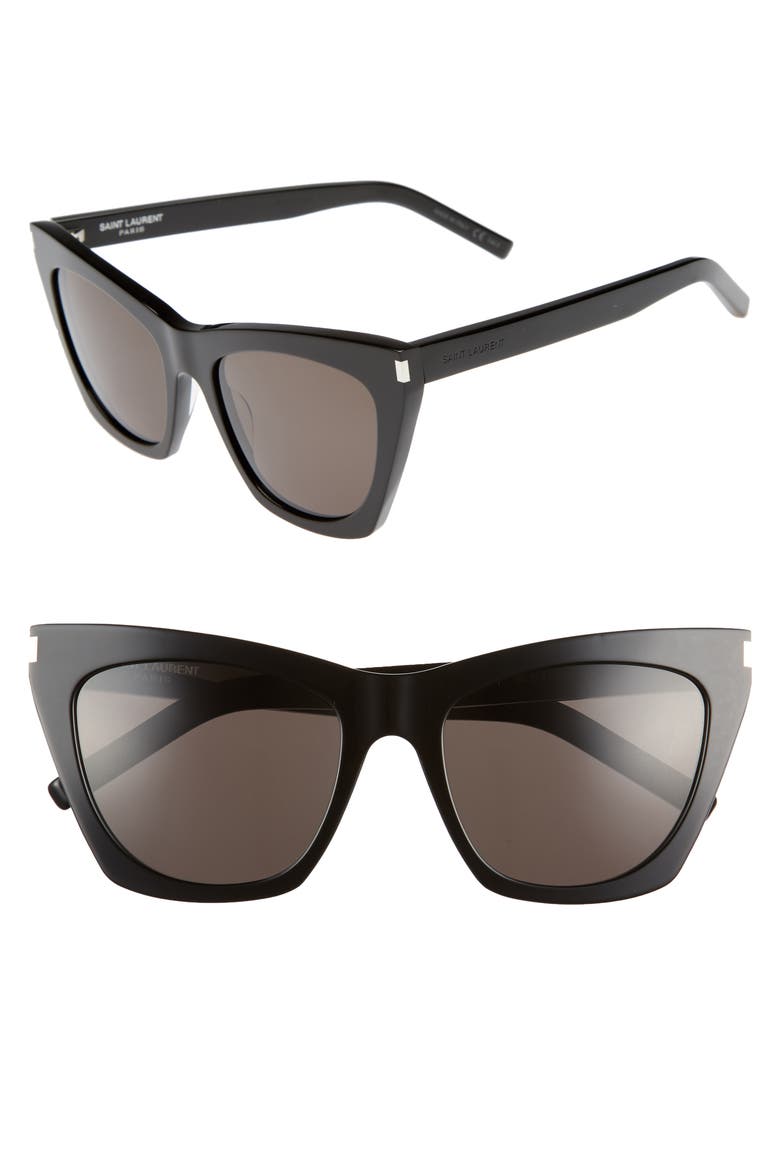 Kate 55mm Cat Eye Sunglasses, Main, color, BLACK