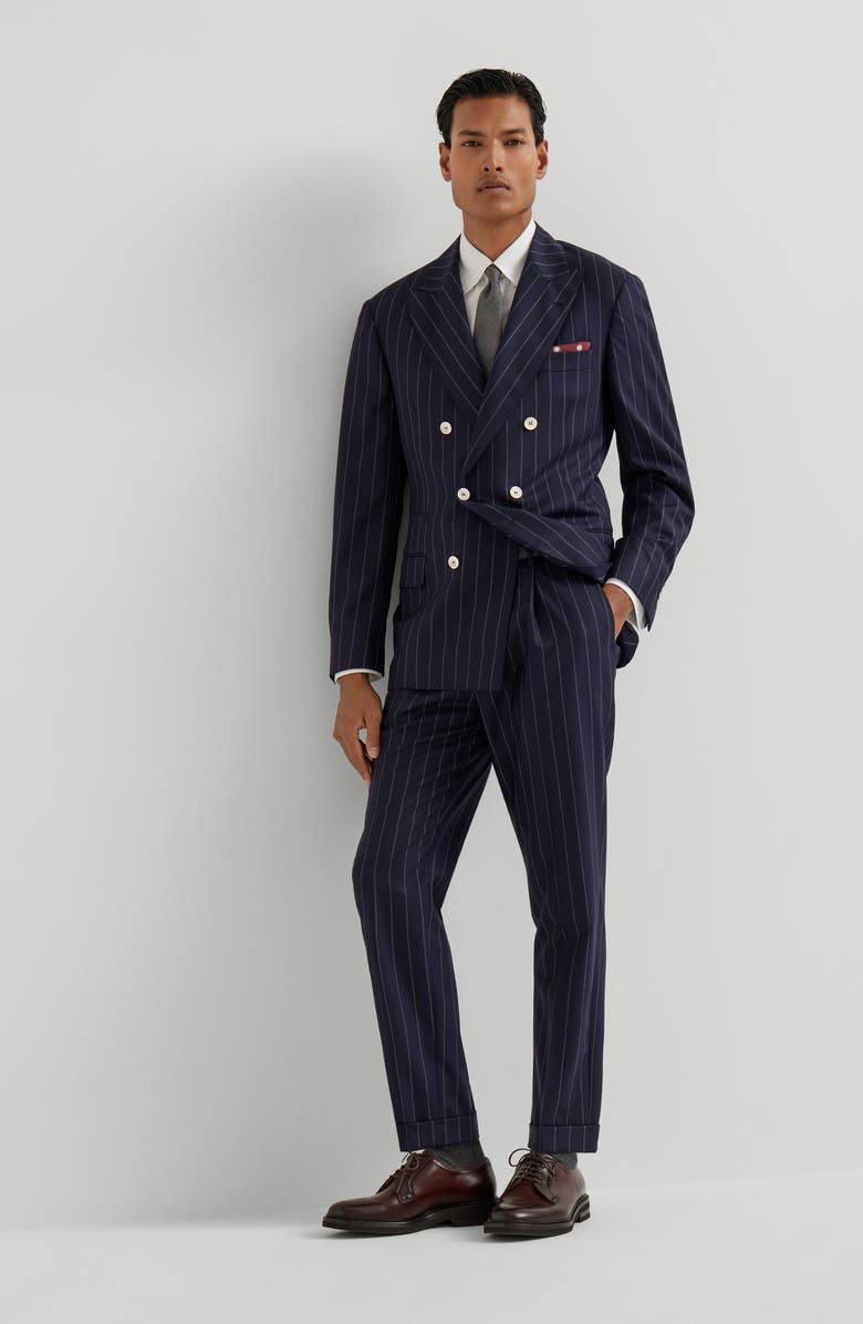 Brunello Cucinelli Virgin wool trousers, Alternate, color, Blue