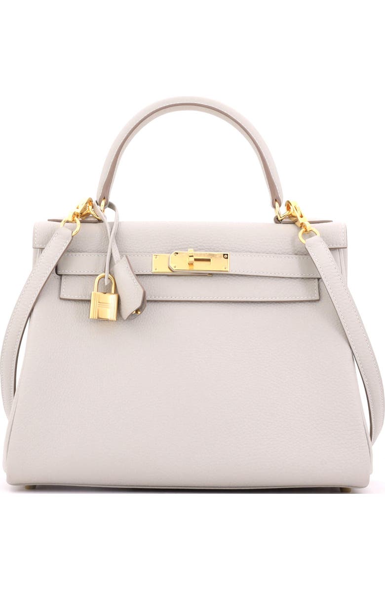 Pre-Owned Hermes Kelly Handbag Grey Togo with Gold Hardware 28, Main, color, Gris Perle