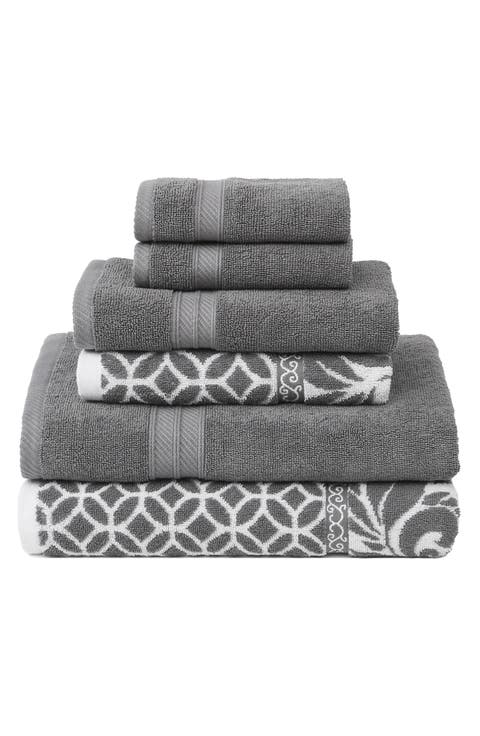 MODERN THREADS Trefoil Filigree Reversible Yarn-Dyed Jacquard 6-Piece Towel Set