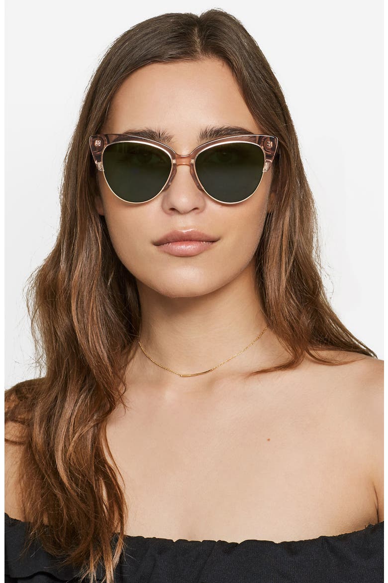 Dafni 56mm Gradient Cat Eye Sunglasses, Alternate, color, MAUVE CLEAR/ OLIVE