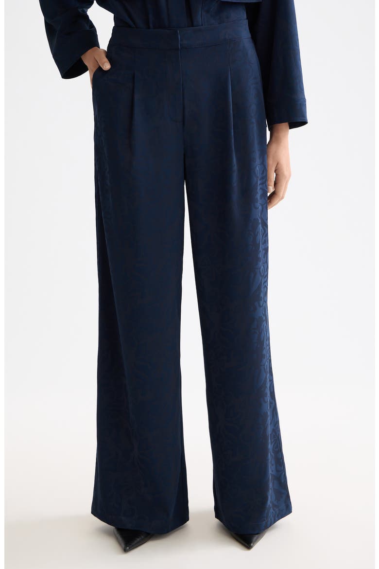 Eleni Jacquard High Waist Wide Leg Pants, Main, color, SKY CAPTAIN