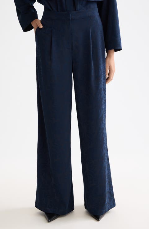 Eleni Jacquard High Waist Wide Leg Pants