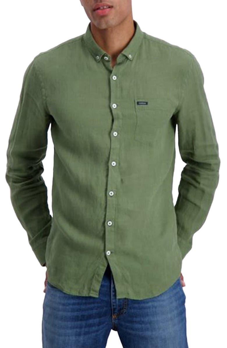 LINDBERGH Solid Relaxed Fit Linen Shirt, Main, color, 