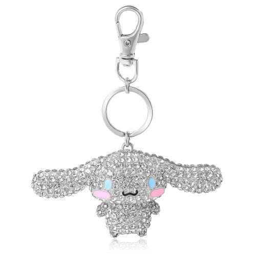 Hello Kitty Cinnamoroll Crystal-embellished Keychain Travel Bag Charm In Silver