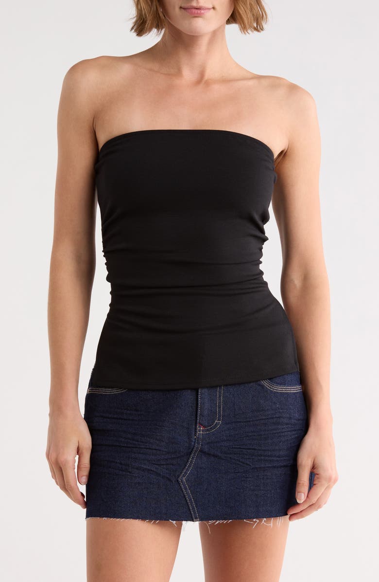 Madden Girl Split Hem Tube Top, Main, color, Black
