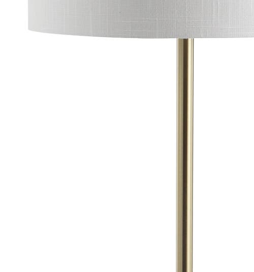 Jonathan Y Luce 59" Metal/wood Led Floor Lamp With Table, Black/brass In Black/brass Gold
