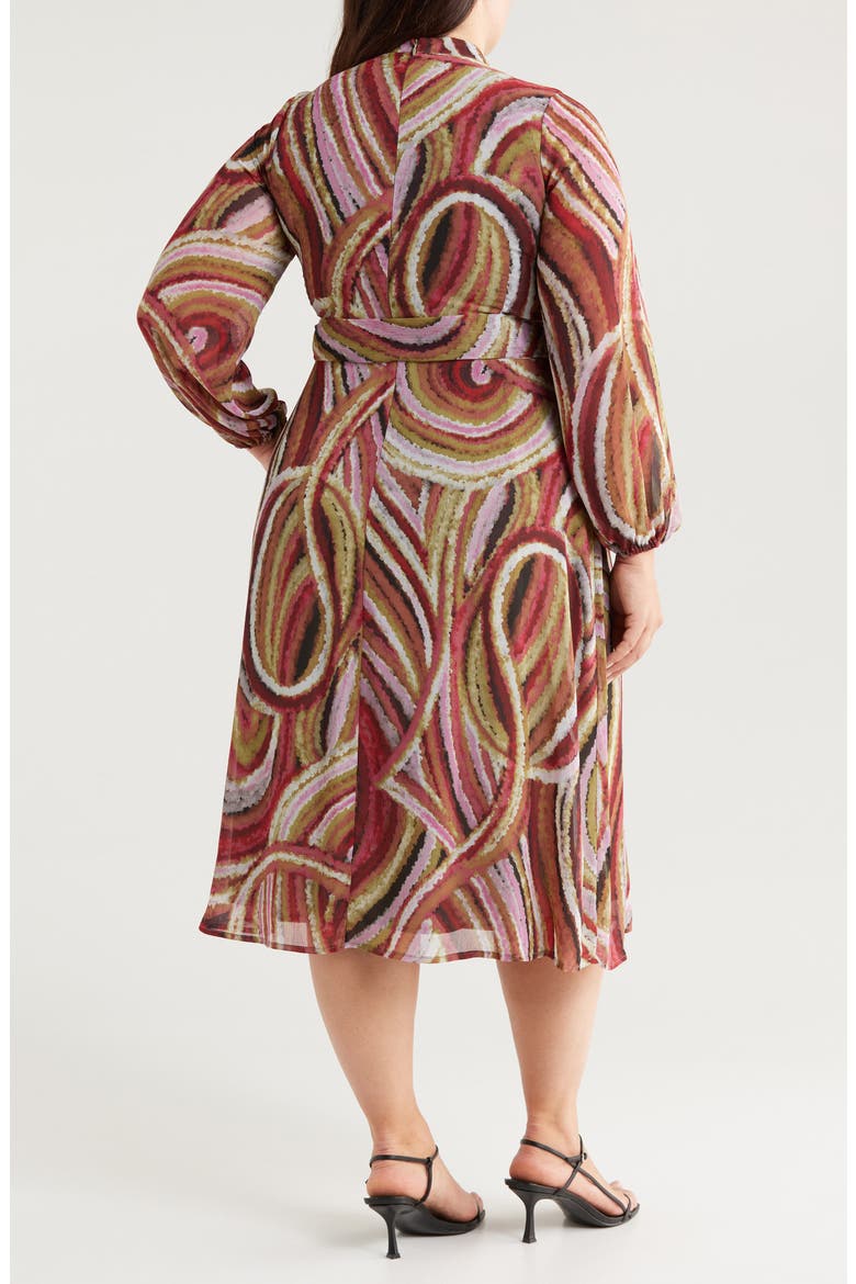 Chiffon Midi Dress, Alternate, color, OLIVE MULTI