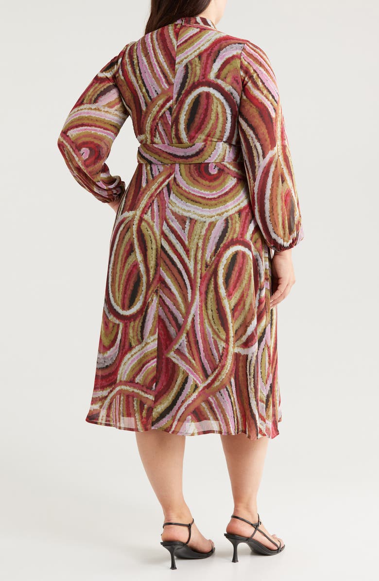 Tahari ASL Chiffon Midi Dress, Alternate, color,