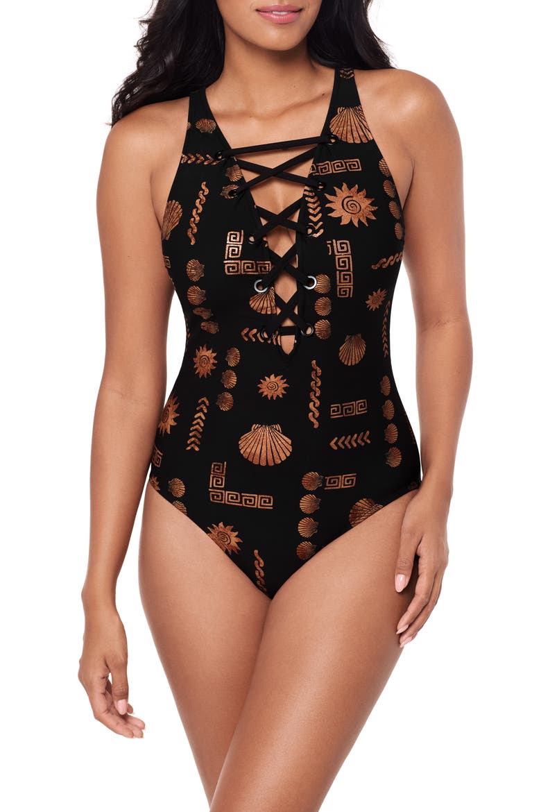 Clamdigger Steffi One-Piece Swimsuit, Main, color, BLACK/ MULTI
