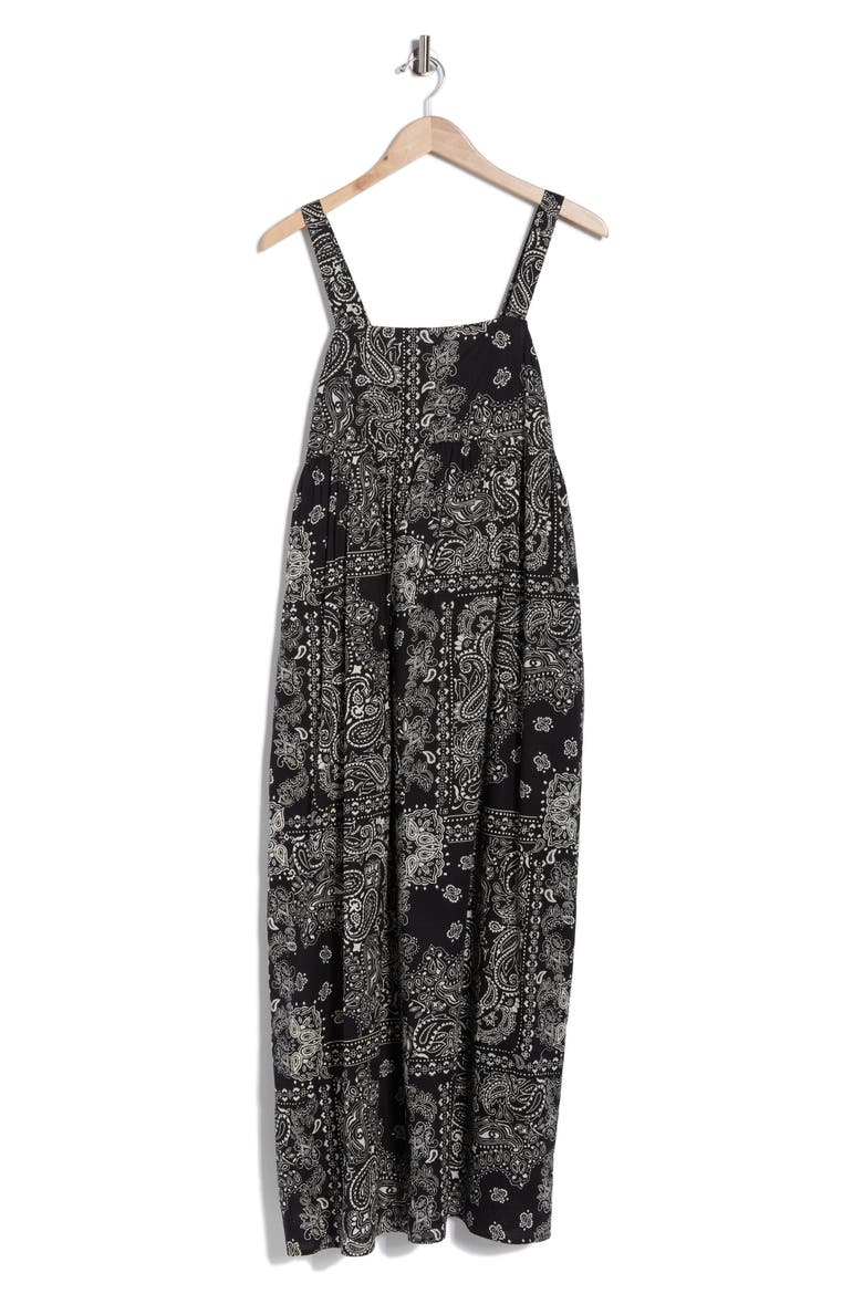 Square Neck Maxi Dress, Alternate, color, BLACK- IVORY BANDANA CITY