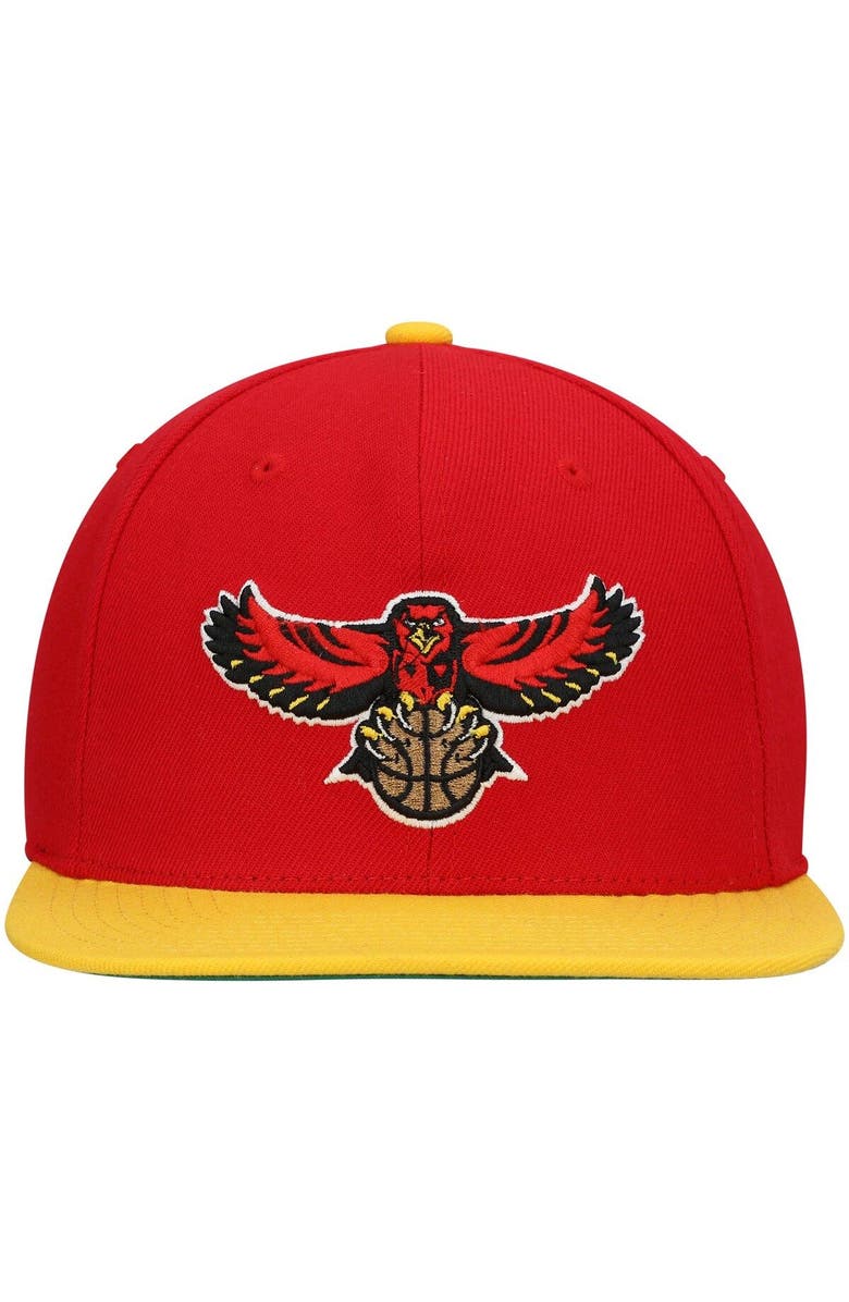 Mitchell & Ness Men's Mitchell & Ness Red/Yellow Atlanta Hawks Hardwood Classics Team Two-Tone 2.0 Snapback Hat, Alternate, color, Red