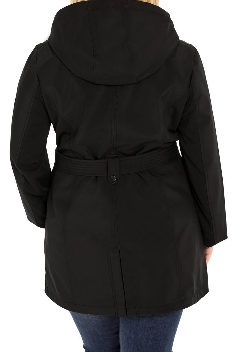 Softshell Hooded Trench Coat, Alternate, color, BLACK