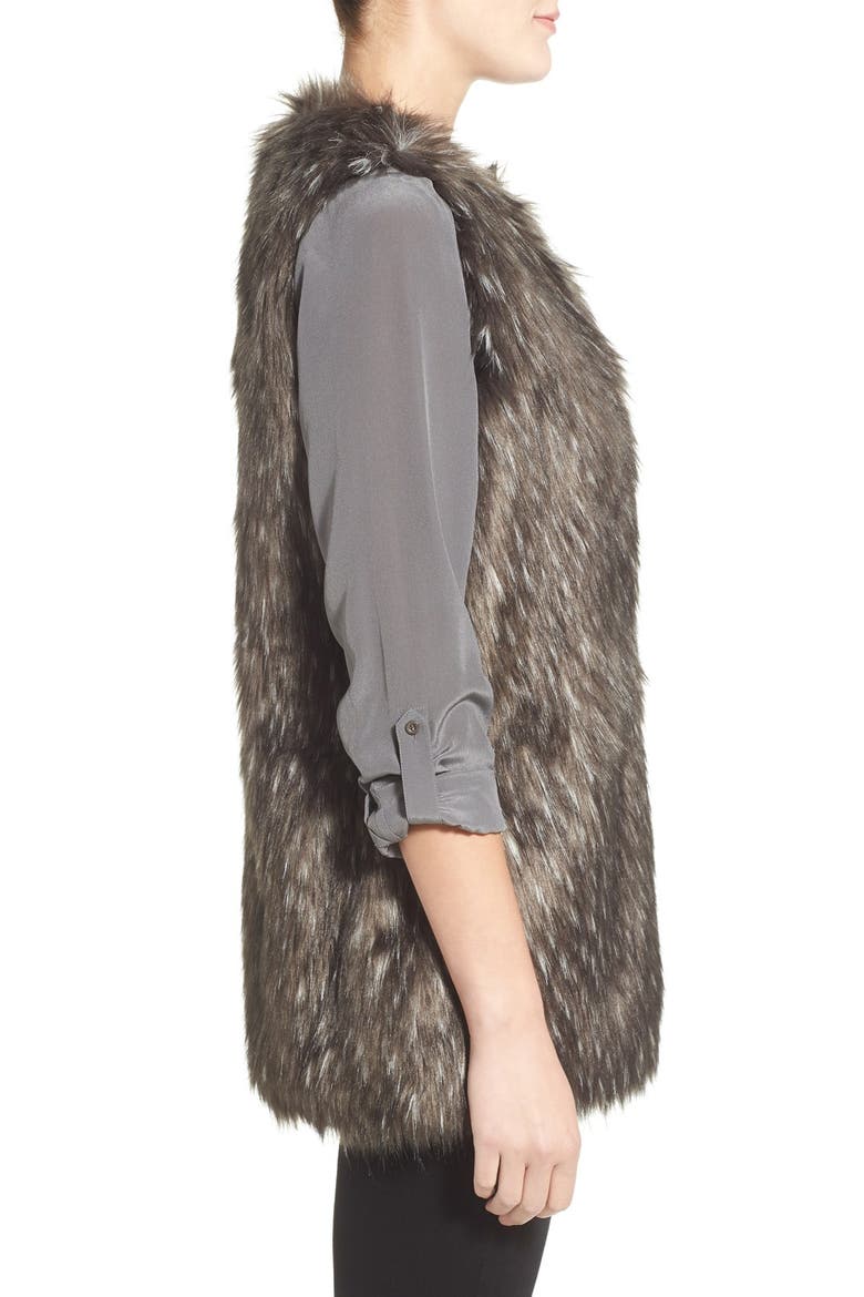 Long Faux Fur Vest, Alternate, color, GREY MULTI FAUX FUR