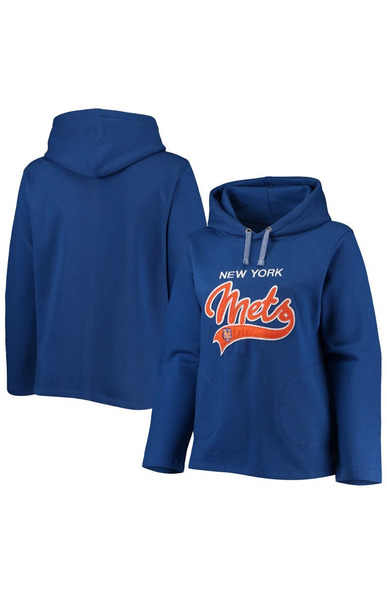 SOFT AS A GRAPE Women's Soft as a Grape Royal New York Mets Plus Size Side Split Pullover Hoodie, Main, color, Royal