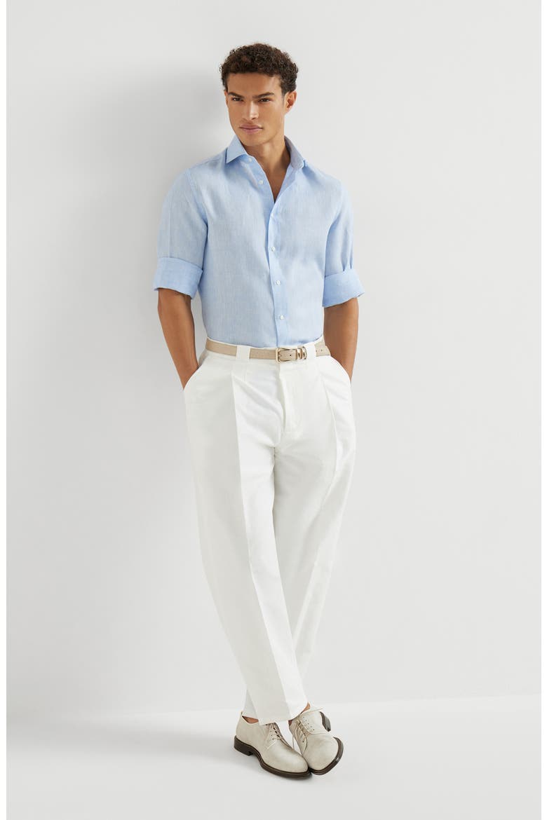 Cotton and linen trousers, Alternate, color, Snow