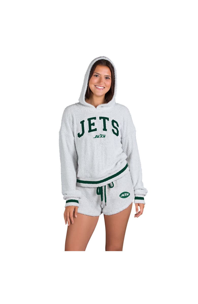 CONCEPTS SPORT Women's Concepts Sport Gray New York Jets Whitley Long Sleeve Hoodie Top & Shorts Set, Main, color, Gray
