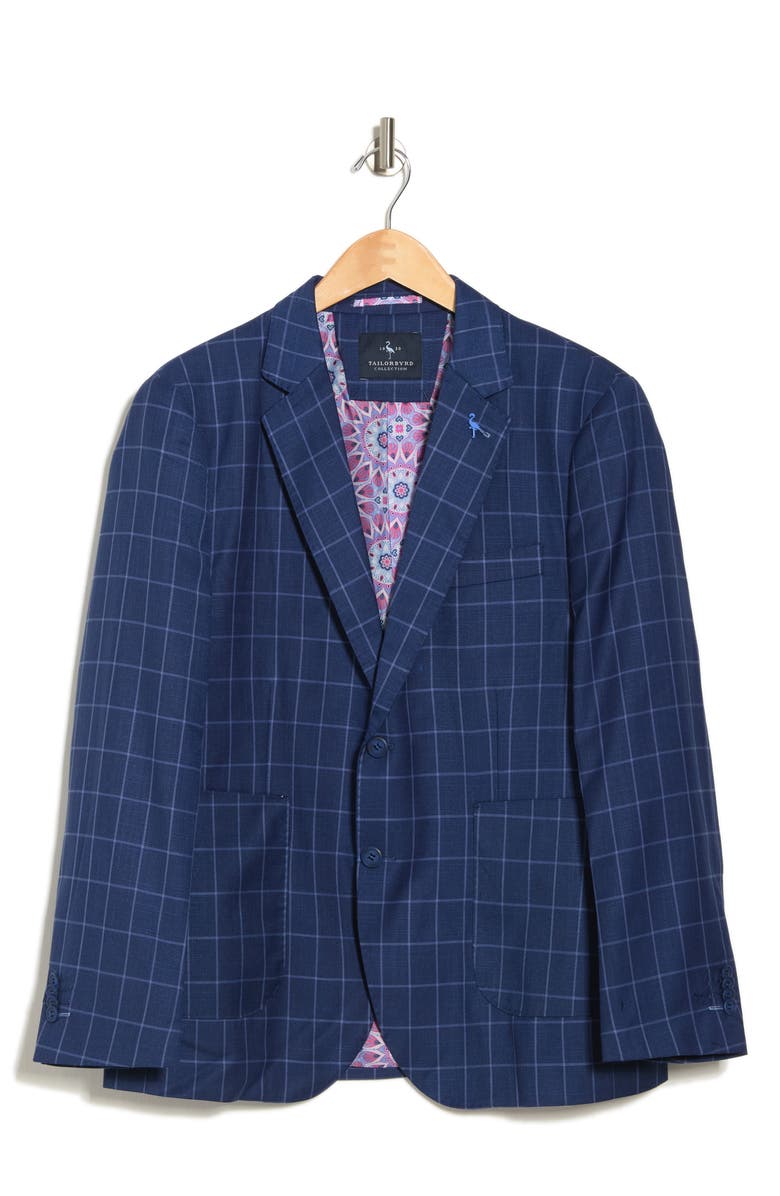 TailorByrd Classic Navy Windowpane Sportcoat, Alternate, color, Navy