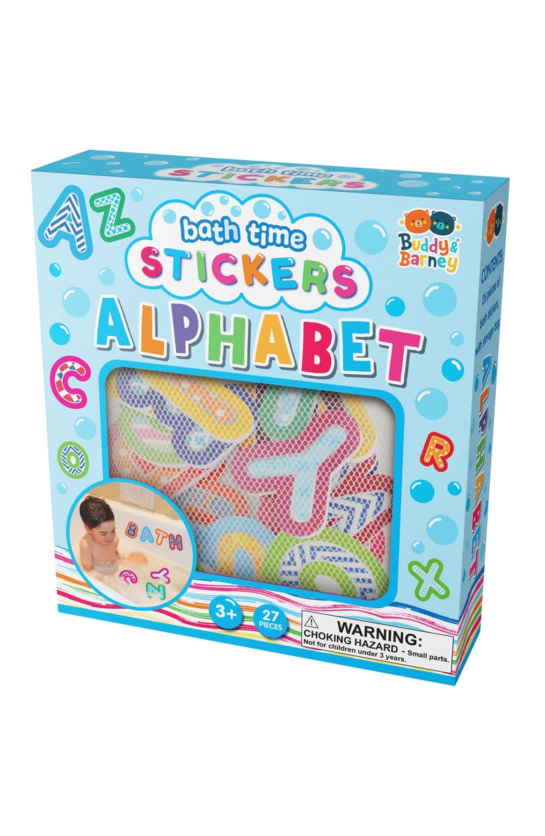 Buddy & Barney Bath Time Stickers, Alphabet, 26 Foam A to Z Letter Pieces, Kids 3+, Main, color, Multicolored