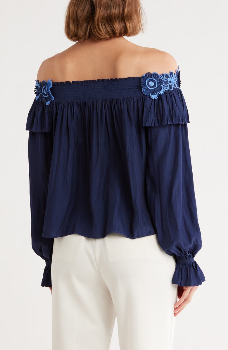 Ramy Brook Fannie Off the Shoulder Top, Alternate, color, Spring Navy
