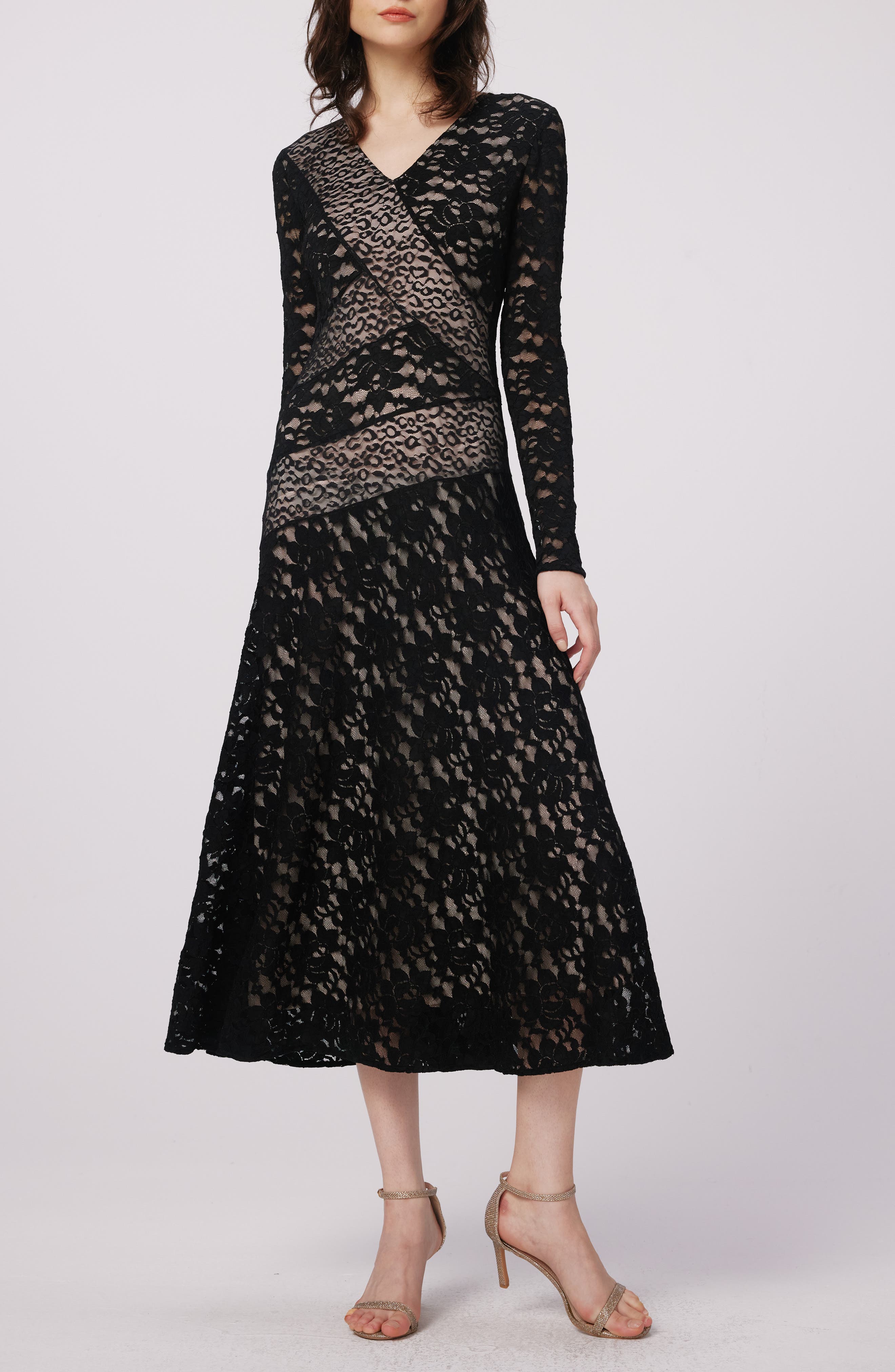 Park Long Sleeve Lace Midi Dress