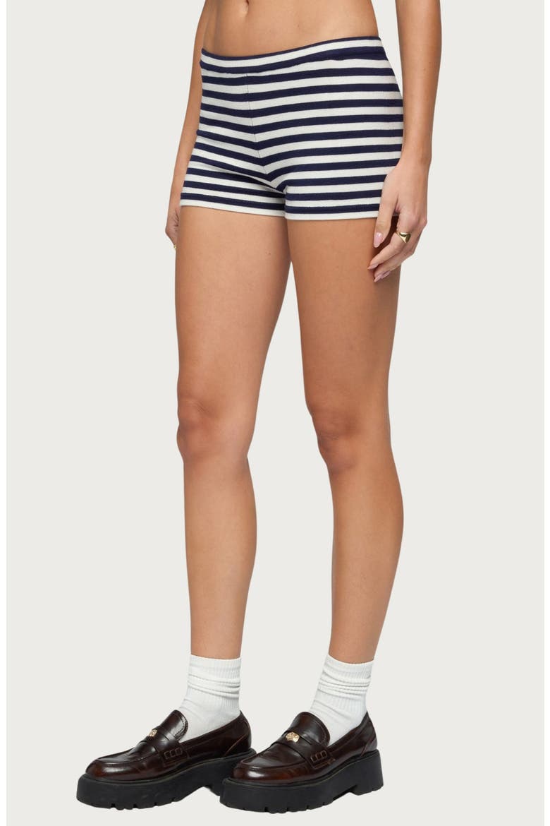 Irena Striped Micro Shorts, Alternate, color, NAVY-AND-CREAM