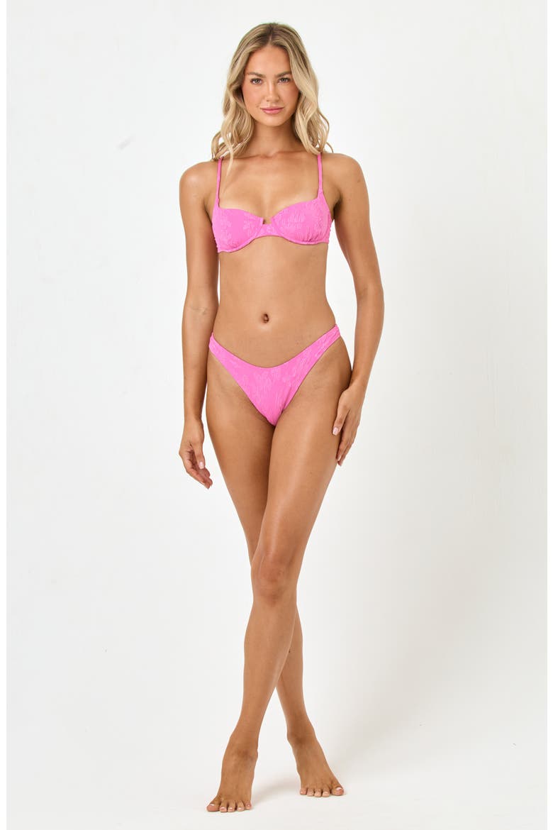 Belle Underwire Jacquard Bikini Top, Alternate, color, HOTTEST PINK
