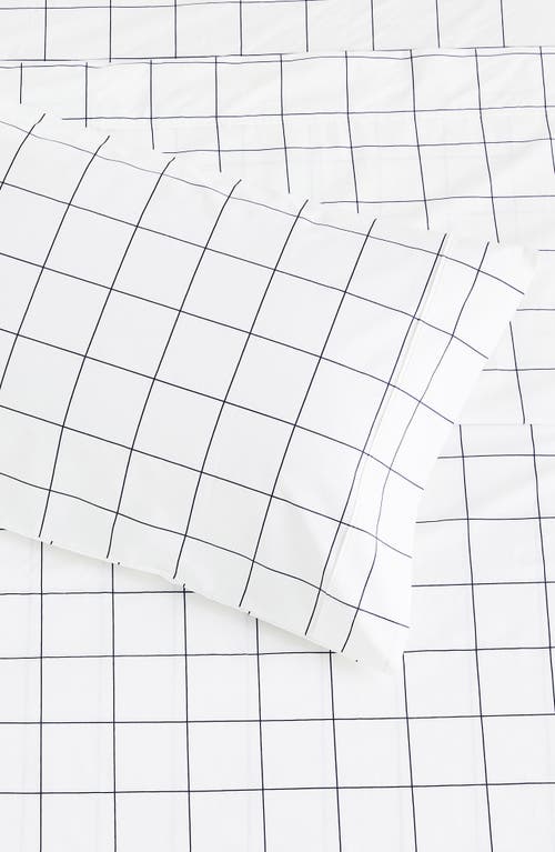 Melange Home Grid Percale Cotton Pillowcase Set