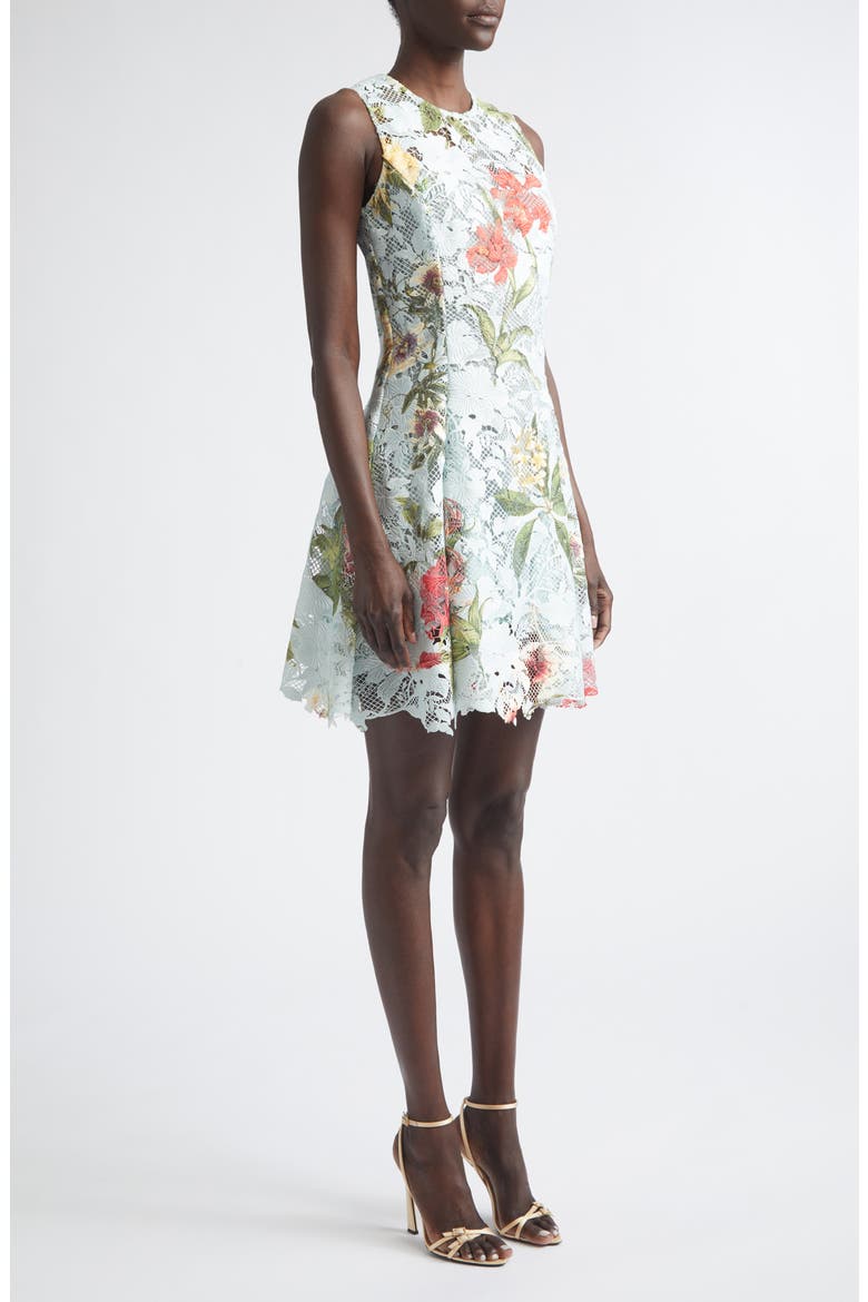 Floral Print Guipure Lace Dress, Alternate, color, SALTWATER MULTI