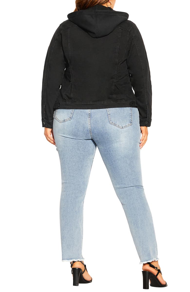 City Chic Hooded Denim Jacket, Alternate, color,
