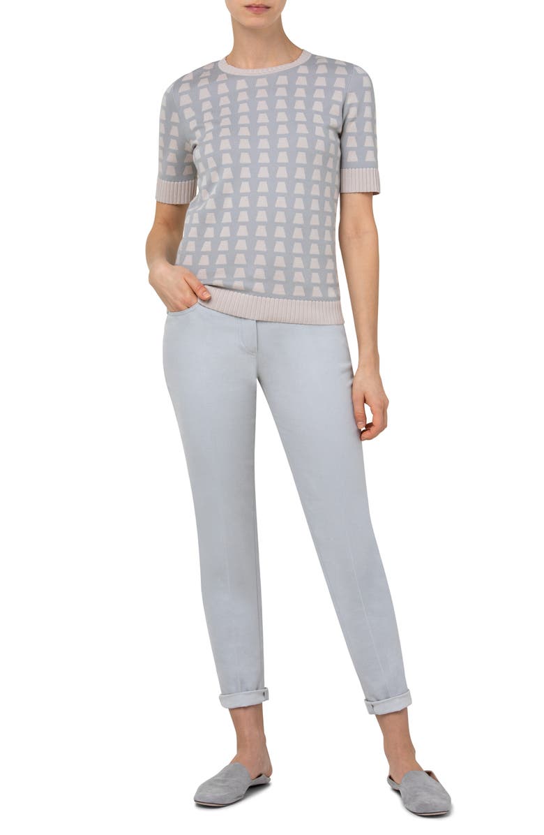 Akris Trapezoid Jacquard Cotton Sweater, Alternate, color, 