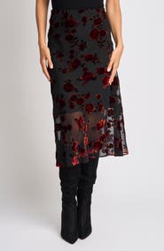 Halogen® Burnout Bias Cut Midi Skirt