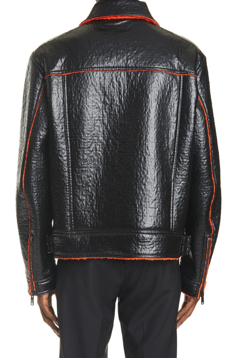 Valentino Giubbino Textured Faux Leather Bomber Jacket, Alternate, color,
