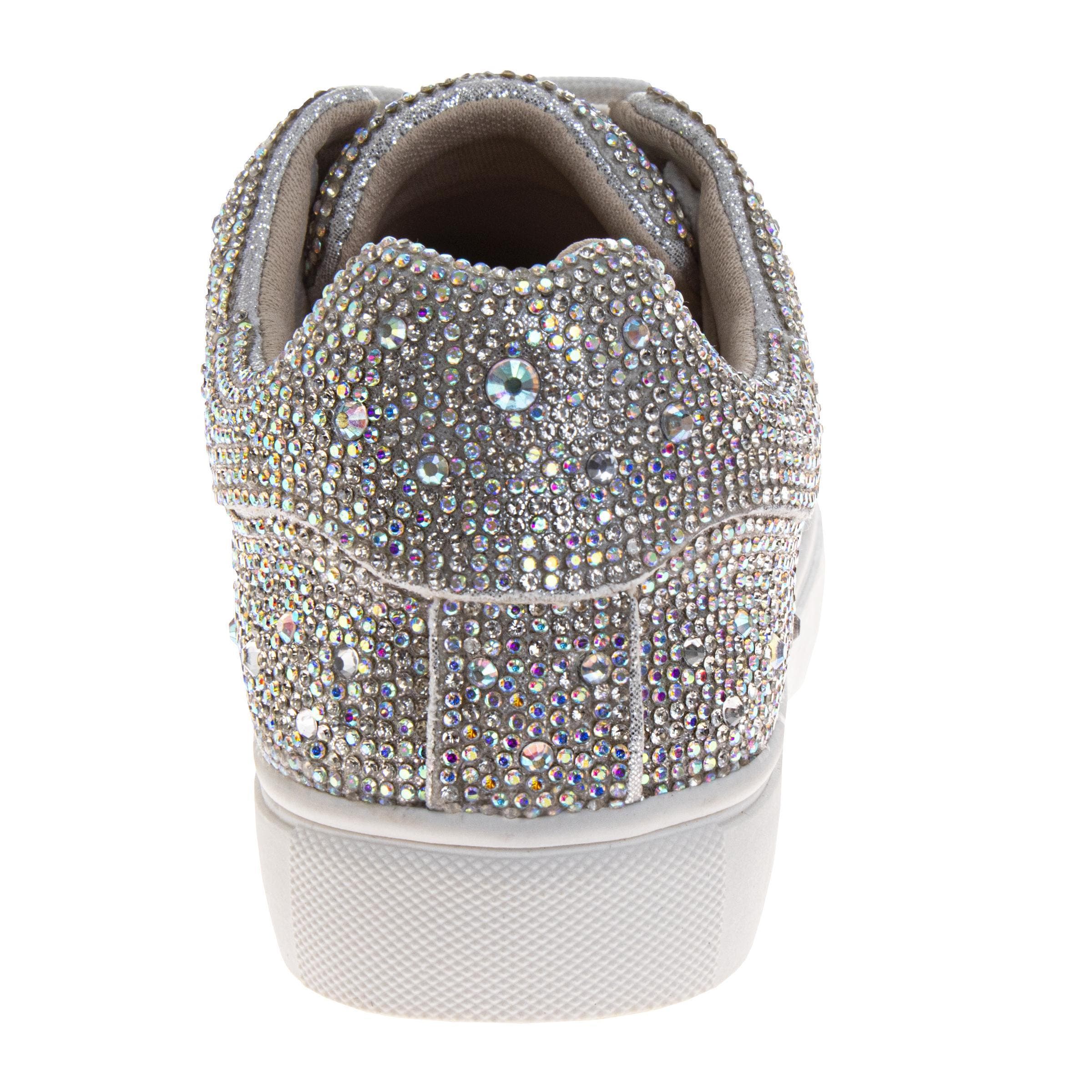 BADGLEY MISCHKA Glitzy Sneakers Girls' Sparkle Detail Fashion Wear, Alternate, color, Silver