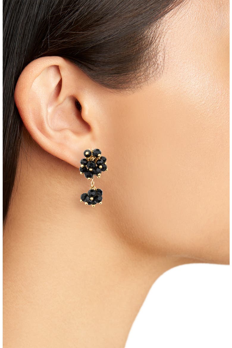 Bead Cluster Earrings, Alternate, color, JET BLACK