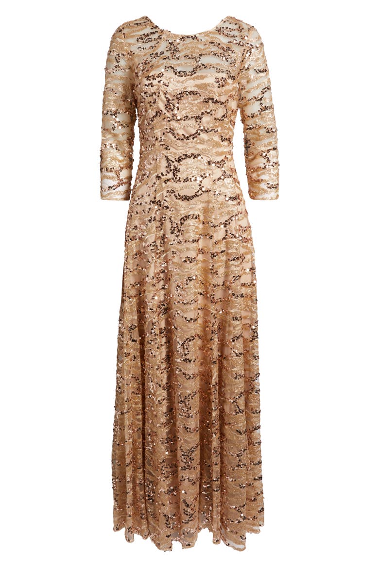 Sequin A-Line Gown, Alternate, color, BLUSH