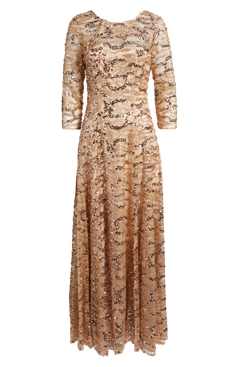 Tahari ASL Sequin A-Line Gown, Alternate, color, Blush