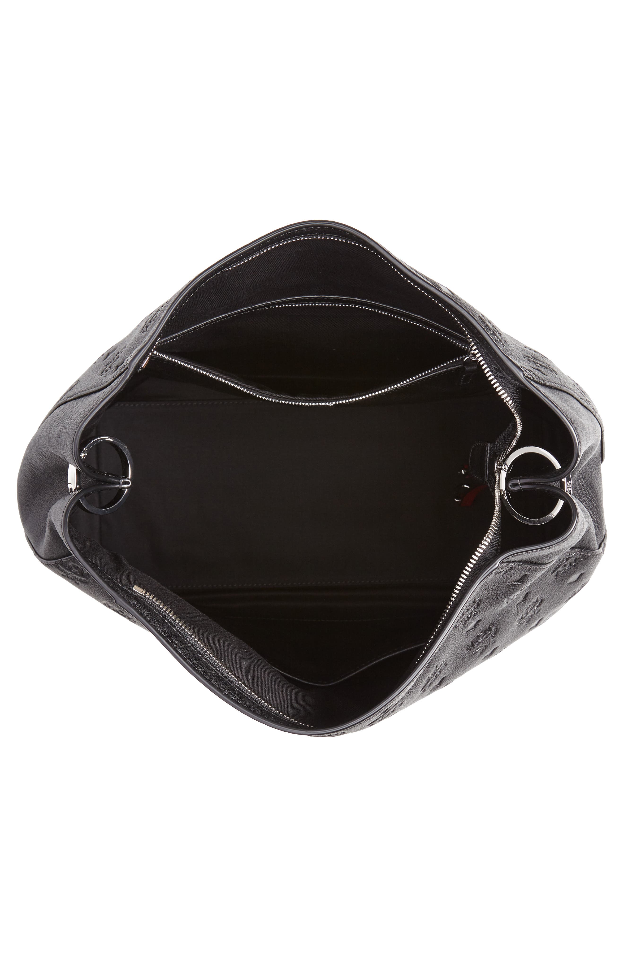 MCM Klara Monogrammed Leather Hobo Bag, Alternate, color, 