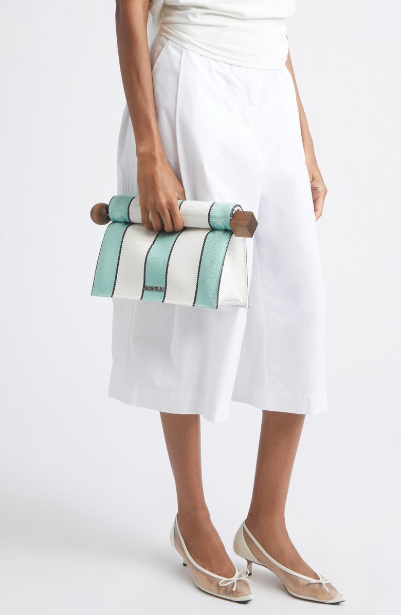 Jacquemus La Pochette Rond Carré Canvas Clutch, Alternate, color, Print Stripes White / Min 5Bt