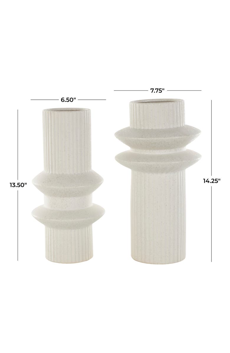 GINGER BIRCH STUDIO 2-Piece Ceramic Vase Set, Alternate, color, White