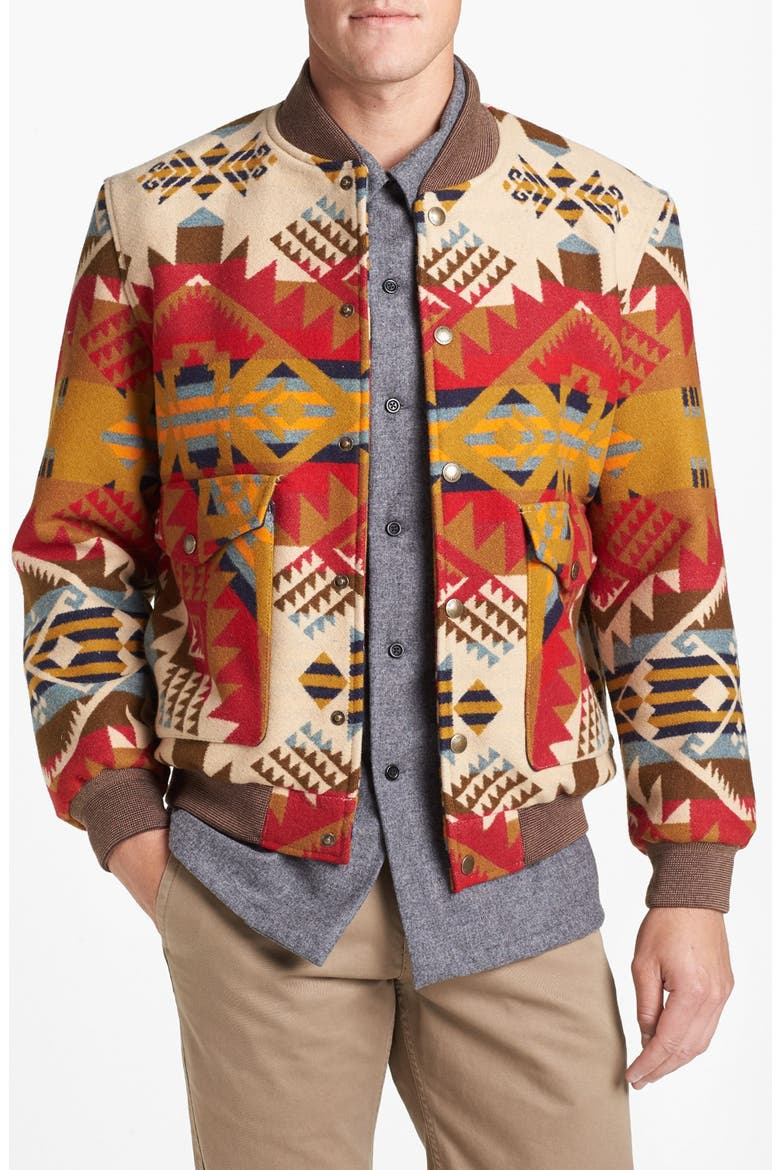 'Cascade' Wool Blend Baseball Jacket, Main, color, TAN JOURNEY WEST