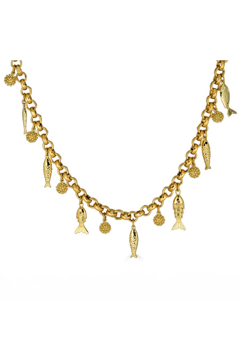 Fish Charm Convertible Necklace, Alternate, color, Gold