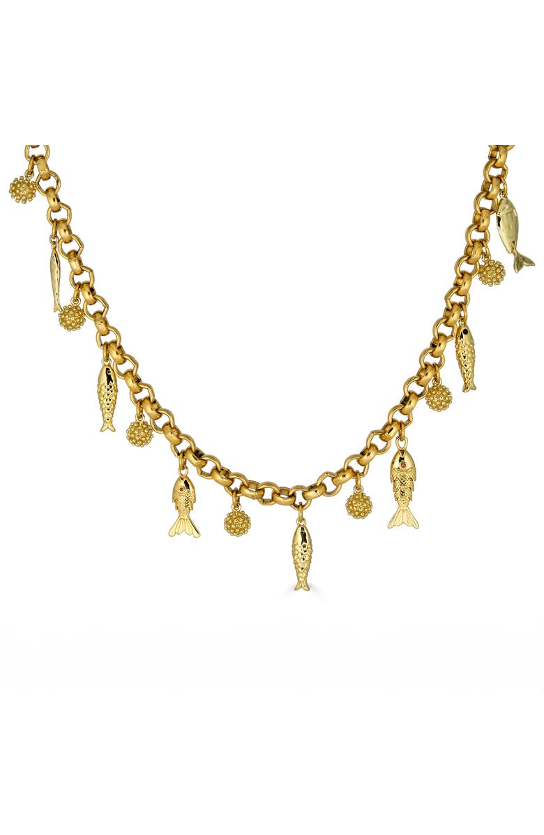 Loni Paul Jewelry Fish Charm Convertible Necklace, Alternate, color, Gold