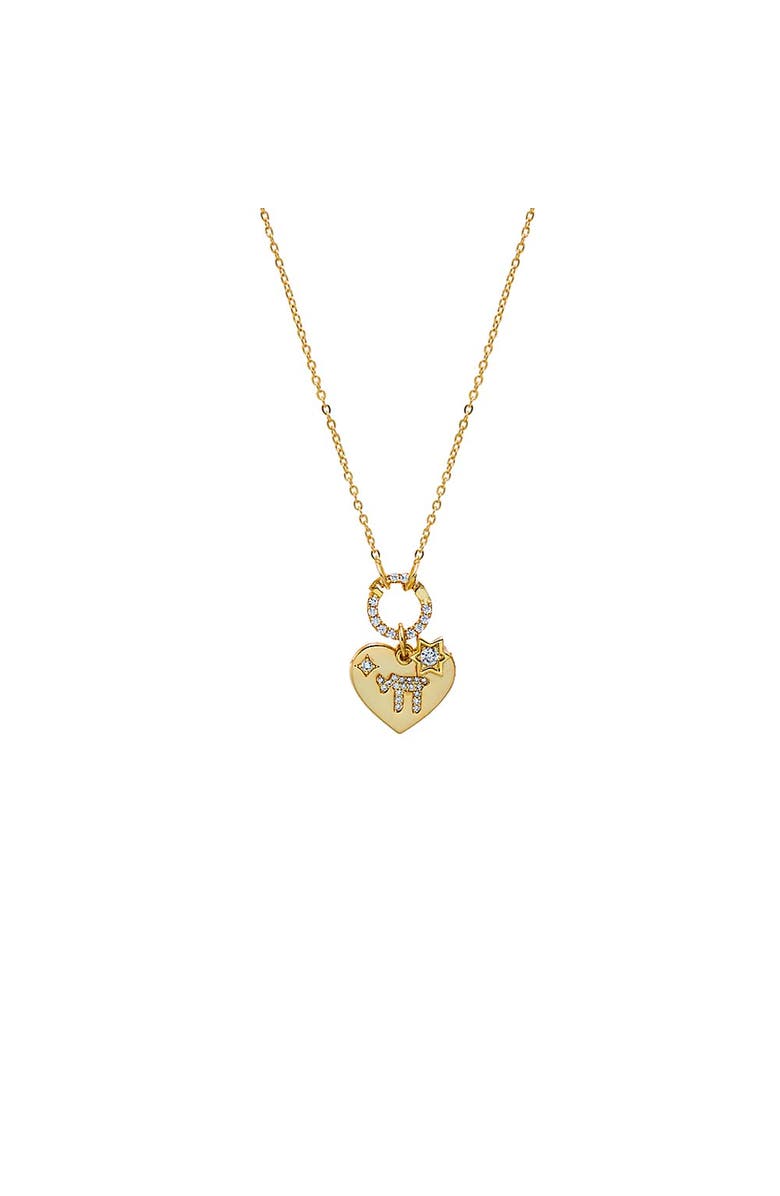 BY ADINA EDEN Jewish Charm Toggle Heart Necklace, Main, color,
